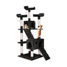 170cm Indoor Cat Tree Tower with Dual Condos & Plush Perches - Black