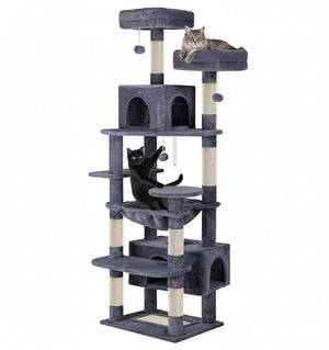 180cm Cat Tree Tower for Indoor Cats with Plush Perches & Dual Condos