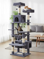 180cm Cat Tree Tower for Indoor Cats with Plush Perches & Dual Condos, Grey - alternate angle