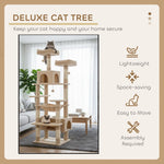 180cm Cat Tree Tower for Indoor Cats with Plush Perches & Dual Condos, Beige - size and scale view