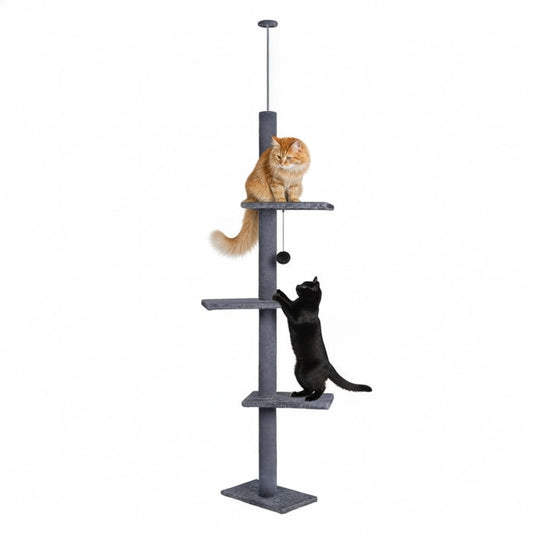 Floor to Ceiling Cat Tree Tower Adjustable 230 - 286cm Grey - main product image