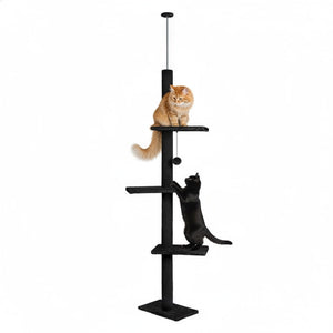 Floor to Ceiling Cat Tree Tower Adjustable 230 - 286cm Black