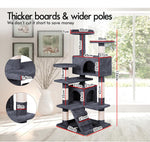 Indoor Cat Tree Tower with Plush Perches and Dual Condos, Grey - detail view