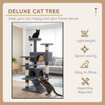Indoor Cat Tree Tower with Plush Perches and Dual Condos, Grey - size and scale view