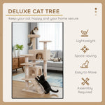 Indoor Cat Tree Tower with Plush Perches and Dual Condos, Beige - size and scale view