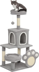 Large Cat Tree Tower with Plush Perch for Indoor Cats, Grey - main product image