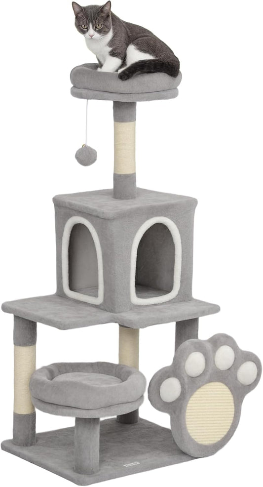 Large Cat Tree Tower with Plush Perch for Indoor Cats, Grey - main product image