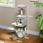 Large Cat Tree Tower with Plush Perch for Indoor Cats, Grey - detail view