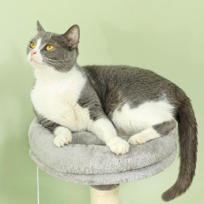 Large Cat Tree Tower with Plush Perch for Indoor Cats, Grey - additional product view
