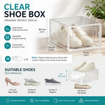 12-Pack Clear Shoe Storage Boxes, Stackable, White - detail view