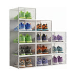 12-Pack Clear Shoe Storage Boxes, Stackable, White - main product image