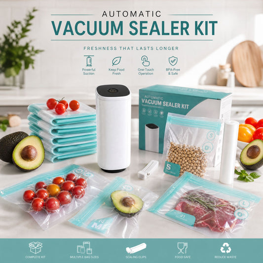 Automatic Vacuum Sealer Kit, 10 Reusable Bags in White - alternate angle