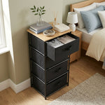 4 Drawer Storage Dresser, Steel Frame, Black, Rustic - detail view
