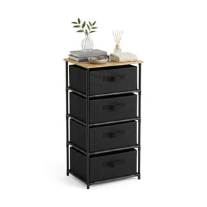 4 Drawer Fabric Storage Dresser - Steel Frame - Rustic