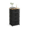 4 Drawer Fabric Storage Dresser - Steel Frame - Rustic