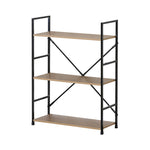 3-Tier Industrial Bookshelf Wood Metal Shelf Brown