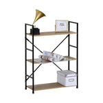 3-Tier Industrial Bookshelf Wood Metal Shelf Brown