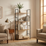 4 Tier Bookshelf, Industrial Display Shelf, Brown - additional product view