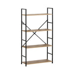 4-Tier Industrial Bookshelf Wood Metal Shelf Brown