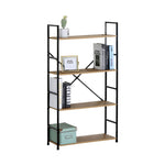 4-Tier Industrial Bookshelf Wood Metal Shelf Brown