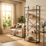 5 Tier Bookshelf, Industrial Display Shelf, Brown - additional product view