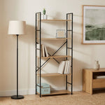 5-Tier Industrial Bookshelf Wood Metal Shelf Brown