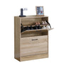 2 Flip Drawer Shoe Cabinet Hidden Storage Oak Modern