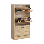 3 Flip Drawer Shoe Cabinet, Hidden Storage, Oak, Modern - main product image
