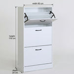 2 Flip Drawer Shoe Cabinet, Hidden Storage, White - detail view