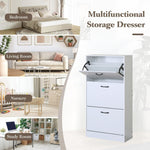 2 Flip Drawer Shoe Cabinet, Hidden Storage, White - size and scale view