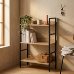 3-Tier Bookshelf Industrial Display Shelf Oak Black