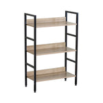 3-Tier Bookshelf Industrial Display Shelf Oak Black