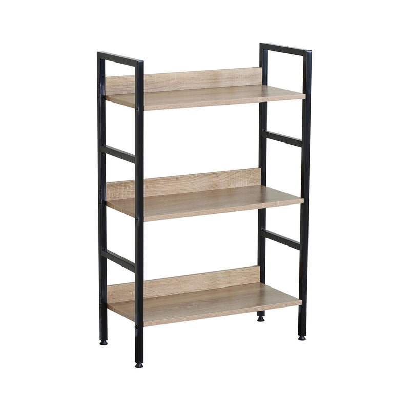 3-Tier Bookshelf Industrial Display Shelf Oak Black
