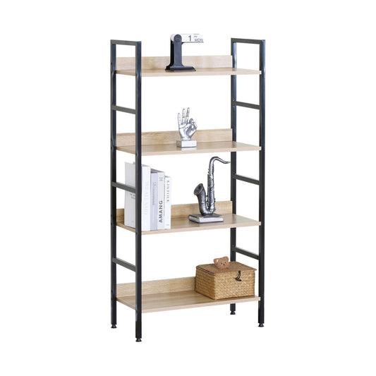4 Tier Bookshelf, Industrial Display Shelf, Oak Black in Brown - main product image
