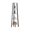 5-Tier Corner Shelf Ladder Bookshelf Metal Frame Rustic Brown