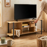 TV Stand Entertainment Console, Open Shelves, Oak in Brown - additional product view