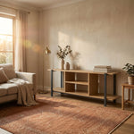Open Shelf TV Stand Entertainment Console in Oak