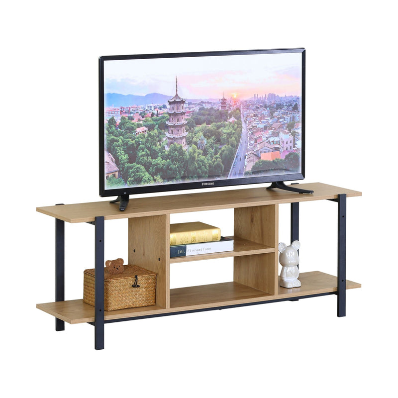 Open Shelf TV Stand Entertainment Console in Oak