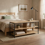 TV Stand 3-Tier Open Shelf Entertainment Console Brown