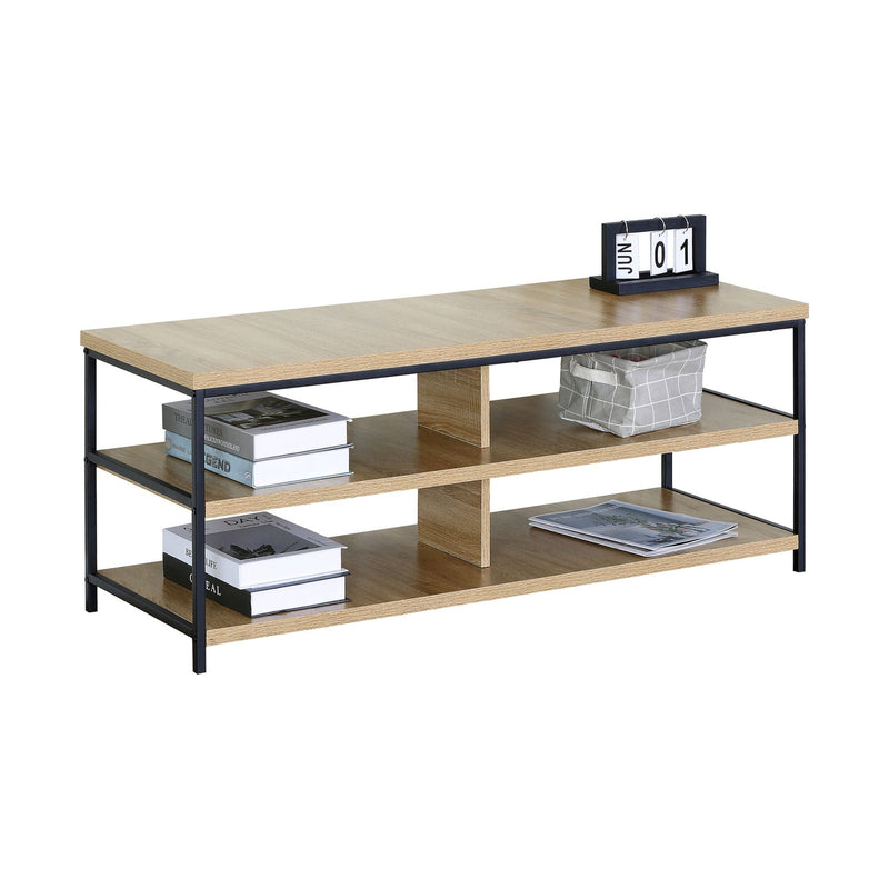 TV Stand 3 Tier Open Shelf Entertainment Console, Brown - main product image