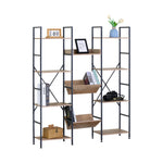 12-Shelf Bookcase, Wood Metal Display Shelf, Brown - main product image