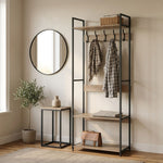 Freestanding Garment Rack with Hooks and Shelves