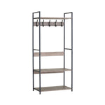 Freestanding Garment Rack with Hooks and Shelves
