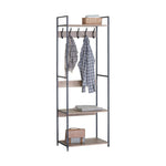 Freestanding Garment Rack with Hooks and Shelves