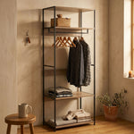 Freestanding Clothes Rack with Shelves, Grey, 175 cm in Grey - additional product view