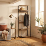 Freestanding Clothes Rack with Shelves Grey 175cm