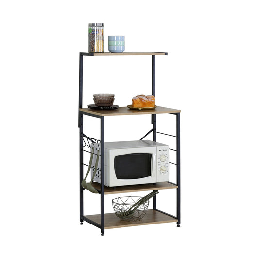 4 Tier Kitchen Baker's Rack Microwave Stand, Oak, Brown - main product image