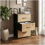 3 Drawer Tallboy Storage Cabinet - Rustic Oak Finish