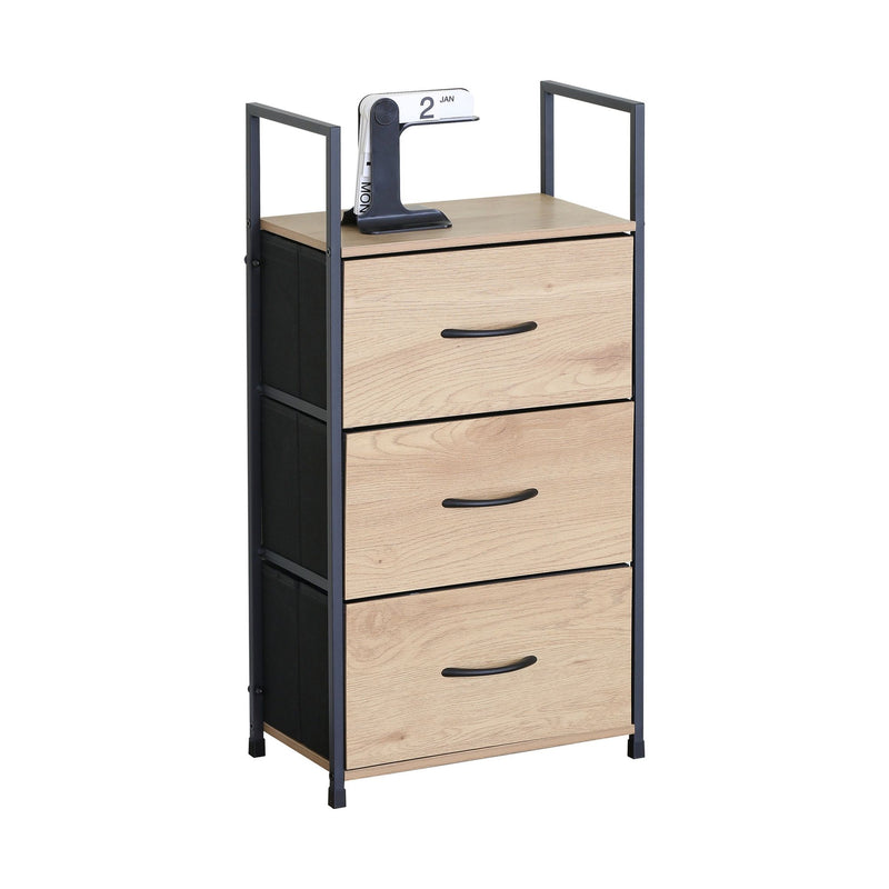 3 Drawer Tallboy Storage Cabinet - Rustic Oak Finish