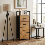 4 Drawer Tallboy Storage Cabinet - Rustic Oak Finish